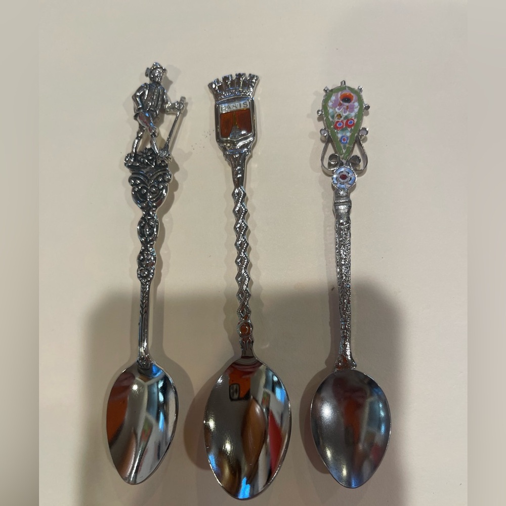 Set of Three Decorative Souvenir Silver Spoons